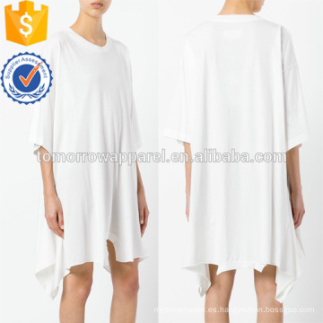 Vestido asimétrico de manga corta de algodón de manga corta blanco de gran tamaño Vestido de mujer de moda de fabricación al por mayor (TA0009D)